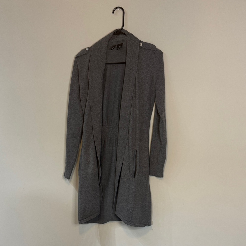 New Directions Open Gray Cardigan